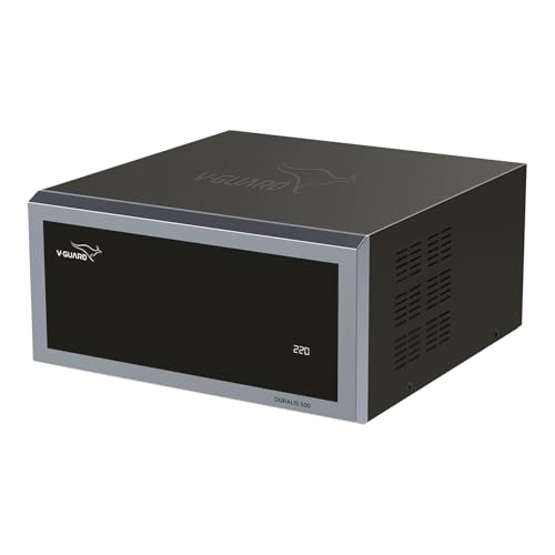 Image of V-Guard Duralis 500 Mainline Stabilizer for Home | Digital Display | Thermal Overload Protection | Wide Input Voltage Range (Working Range 90 VAC-300 VAC) | 1 Year Warranty by V-Guard | Black