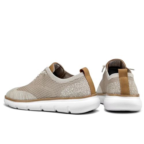Image of KEEZMZ Men's Fashion Sneakers Casual Dress Oxfords Business Walking Shoes Mesh Work Comfortable Lightweight Soft Sole Khaki, 6.5