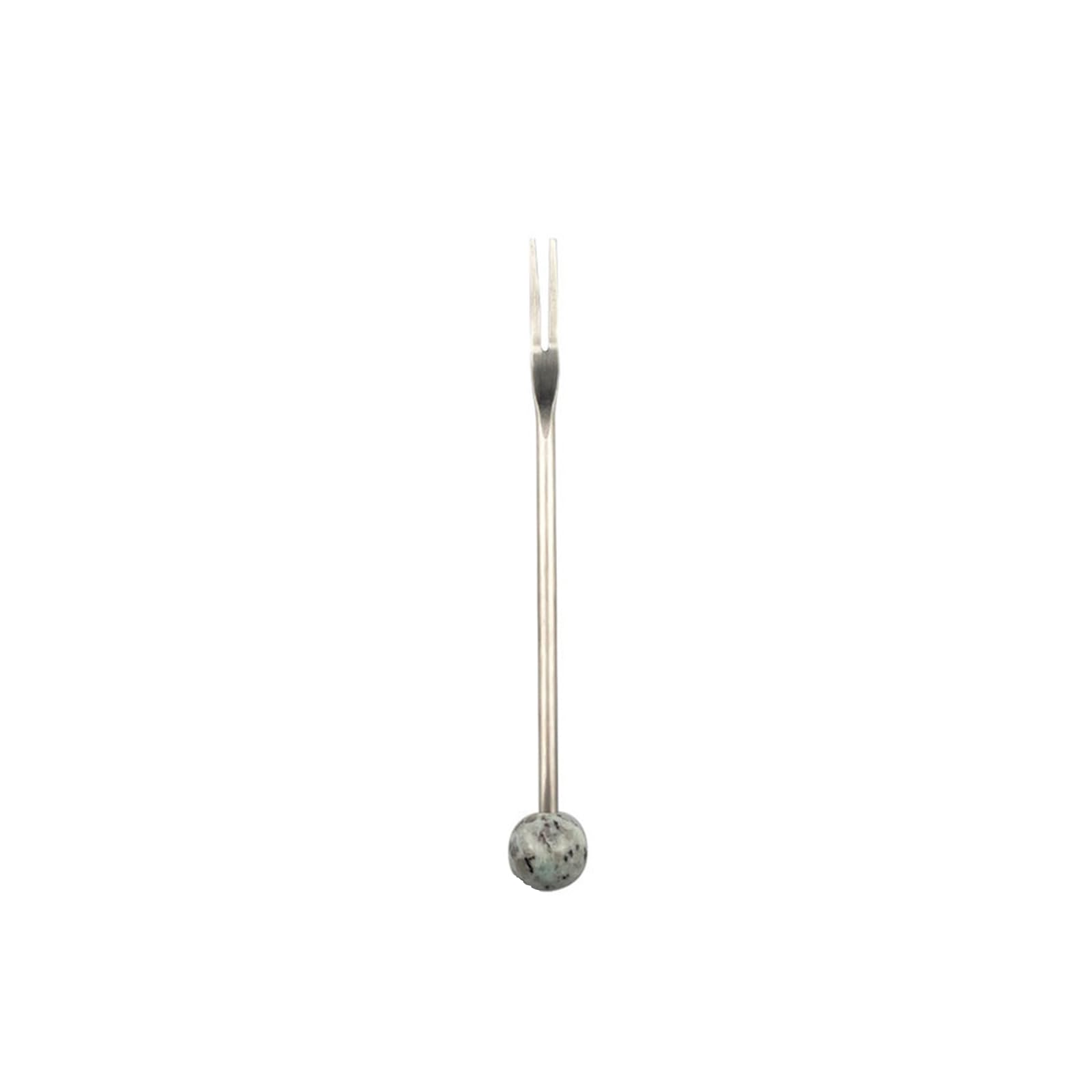 FACAILUO Natural Stone Handle 304 Nonrust Steel Fruit Dessert Fork for Kitchen Dining Coffee Stirrer with Smooth Brims