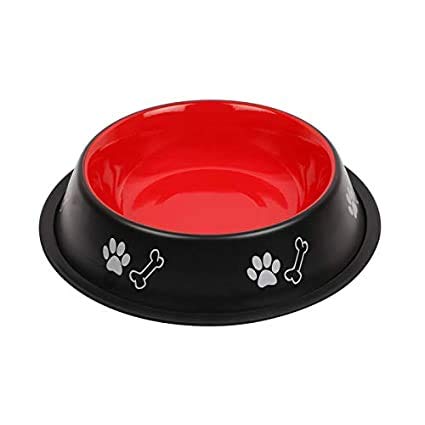 HOME BARGAINS Pet Stainless Steel Bowl For Dogs, Cats & Any Pets-450Ml|Bone & Paw Printed Bowl|Non-Skid Food, Non-Toxic & 100% Safe For Pets, Black Color,?21 cm,H_4.5 cm,W_21 cm (B08W2NVSS8) Amazon Price History, Amazon Price Tracker