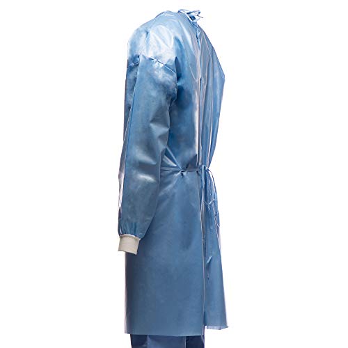 TRONEX 50 peças de vestido de quimioterapia AAMI Nível 2 azul com isolamento médico à prova d'água
