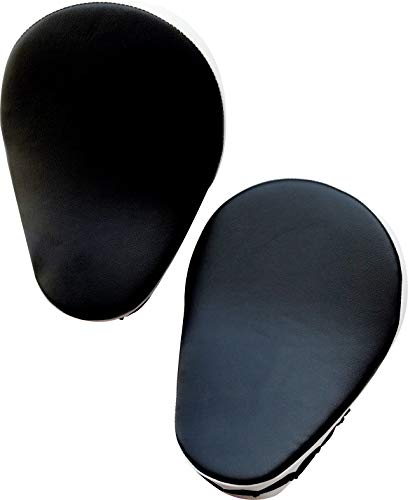 Image of Prospo Curved Focus Pads /Punching Mitts for Boxing /MMA /Muay Thai /Kickboxing /Karate /TAEKWANDO (White-Black)