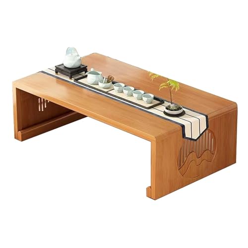 [e[u Bamboo Foldable Coffee Table For Sitting Carved Floor-standing Dining Table Suitable For Bay Window Tatami Tea Room [t(