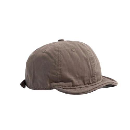 Gorras de béisbol clásicas vintage de acrílico lavado, unisex, con ala corta, protección solar, estilo ropa de trabajo, parte superior suave, Marrón, Medium