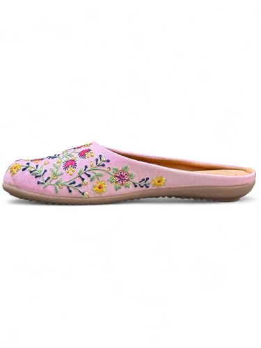 Image of OPIVE's Mehandi Women's Mojari Jutti Ethnic Punjabi Juttis Traditional Flat Embroidered Canvas Fancy Bellies Comfortable Sole for Womens & Girls