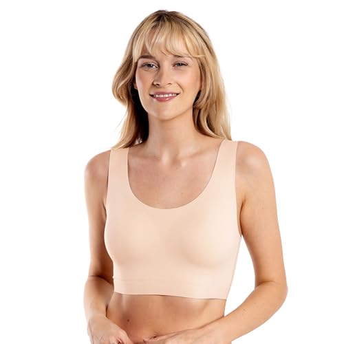 Image of Floatley to The T-Shirt Scoop Neck Bra for Women, Silky Comfort Wirefree Seamless Grip Band Pullover Bra with Removable Pads