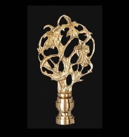 B&P Lamp® Vine Design Brass Finial, 3 1/8 in Ht., 1/4-27 Tap
