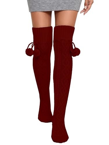 Image of YELAIVP Women's Thigh High Socks - Extra Long Cable Knit Over the Knee Socks and Leg Warmers