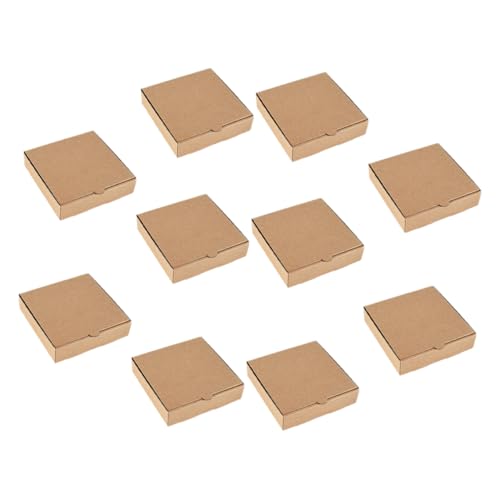 KICHOUSE 10pcs Mini Pizza Boxes for Party Favors 4 Reusable Pizza Storage Box Ideal for Takeout Bakery and Craft Packaging for Cookies and Mini Pies