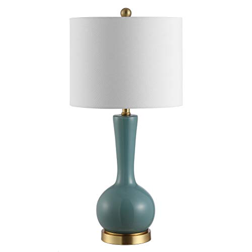 Safavieh Lighting Collection Gaetna Modern Contemporary Blue Glass 27-Inch Bedroom Living Room Home Office Desk Nightstand Table Lamp (Led Bulb Included) #TOP3