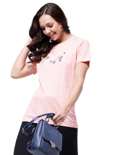 Image of Modeve Women Printed Cotton Blend Half Sleeve Round Neck T-Shirt for Summer