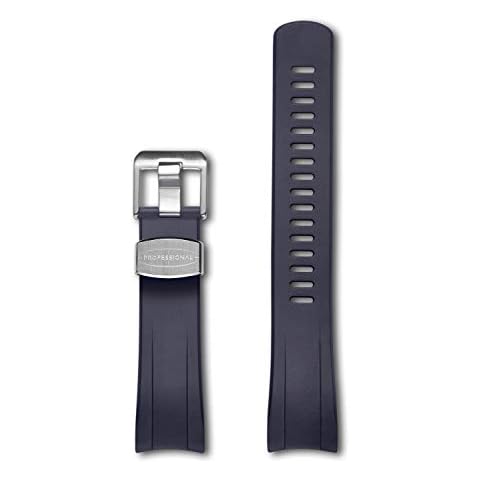 Crafter Blue CB09 Curved End Watch Band Rubber Strap Replacement for Seiko Samurai Prospex Automatic Dive Watch SRPB51, SRPB09, SRPB53, SBDY007, SBDY009, SBDY011, SBDY019, SBDY025 etc - Dark Blue Cover