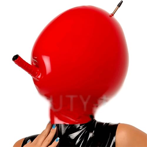 Masque latex bondage gonflable ajustement sur mesure pour fétichisme