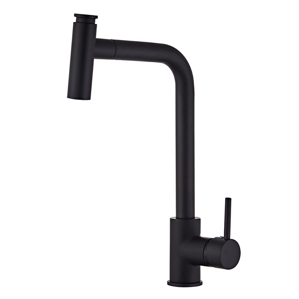 Robinet de cuisine en laiton noir mitigeur à poignée unique avec douchette pour évier compact