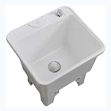 ASerZenith Lavabo per Mocio A Colonna - Lavabo per Mocio A Colonna per Uso Domestico, Bagno Ed Esterno - Ideale per Lavanderia, Cortili E Balconi.,White-L