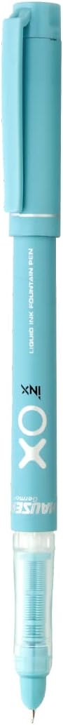 Hauser Germany Inx XO Liquid Ink Fountain Pen Blister Pack | Smooth Round Nib With Iridium Tip | Free 4 Pieces X-Large Jumbo Cartridges | Unique Liquid Ink Sysyem | Blue Ink, Pack Of 1