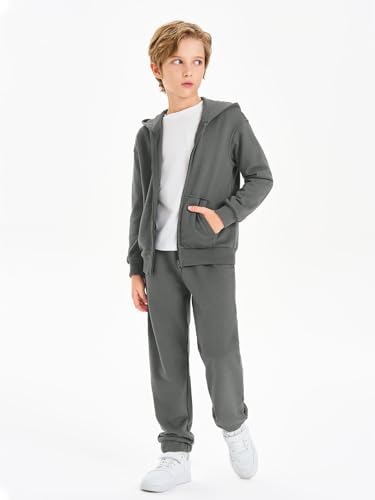 Image of Haloumoning Boys Sweatsuits Kids Active Zip Hoodie Sweatershirt and Jogger Sweatpants 5-14 Years