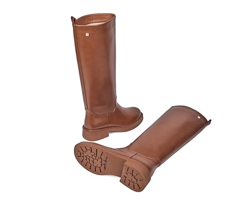 Image of Womens Knee High Chelsea Boots - Round Toe Chunky Low Heel Tall Riding Boots with Inside Zipper, Comfortable Dressy Fashion Long Boots for Daily Work & Casual
