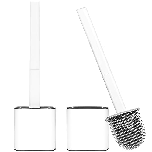 2 Pack Brosse de Toilette Silicone avec Support