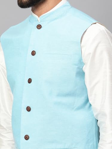 Image of LATEST CHIKAN Men's Traditional Cotton Solid Nehru Jacket /Waistcoat