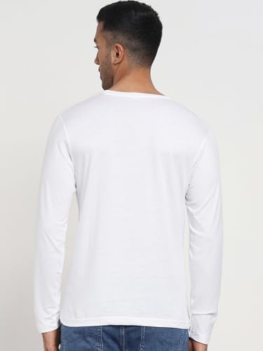 Image of Bewakoof Men Typography Regular Fit Full Sleeve Round Neck Pure Cotton T-Shirt