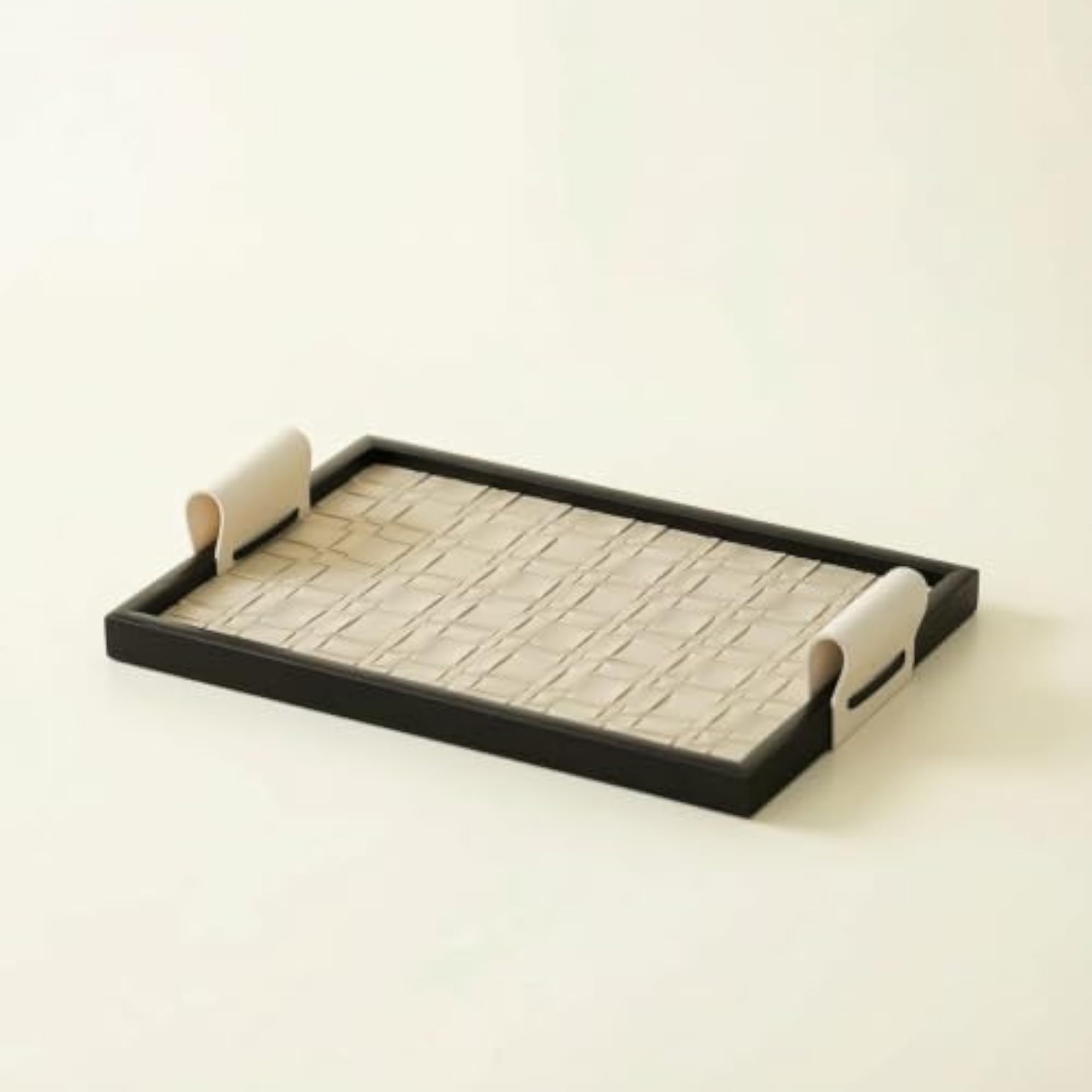 Slim-Line Square Tray with Handles, Handled Woven Texture