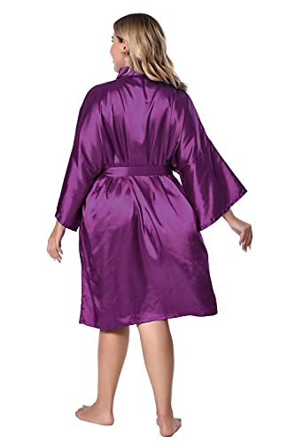 Image of EPLAZA Women Silky Satin Robe Wedding Bridal Party Bride Bridesmaid Robes Kimono Loungewear Dressing Gowns