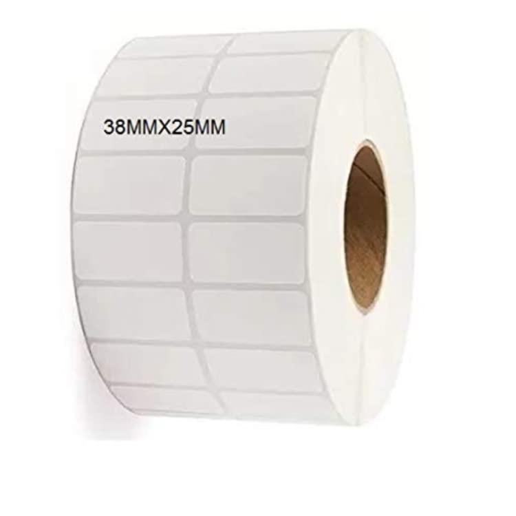 Image of BlackDreams Direct Thermal Label roll 38x25mm 2ups Without Gap 4000 /roll for All Barcode Printer(no Ribbon Required) (Pack of 1)