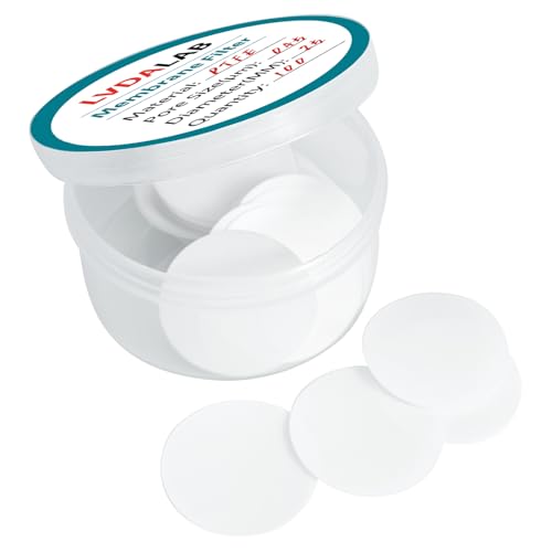 Image of PTFE Membrane Filter, Hydrophobicity Membrane Disc Filters, 25 mm Diameter, 0.45m Pore Size Pack of 100, Non-Sterile