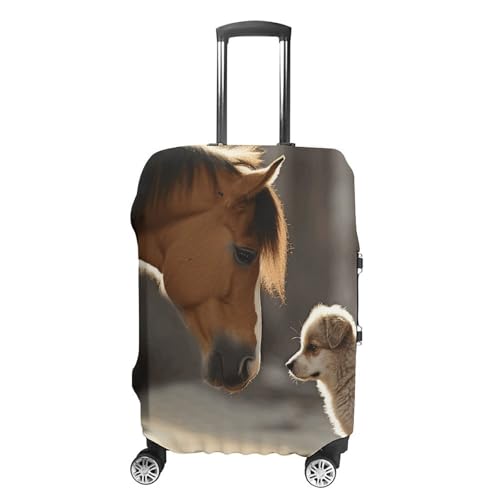 Cute Dog And Horse Luggage Cover, Washable Elastic Suitcase Cover Protector Fit 18-32 Inch Luggage