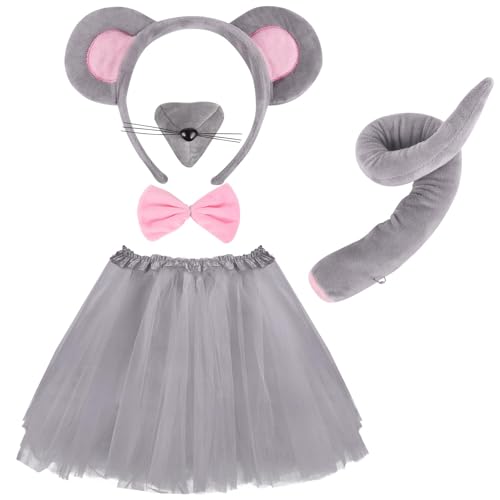 LXONTSG Rato Disfarces Acessório, 5 peças para adultos rato disfarces acessório, rato disfarces carnaval, decoração de rato disfarces, acessório costume rato crianças, para carnaval cosplay festa