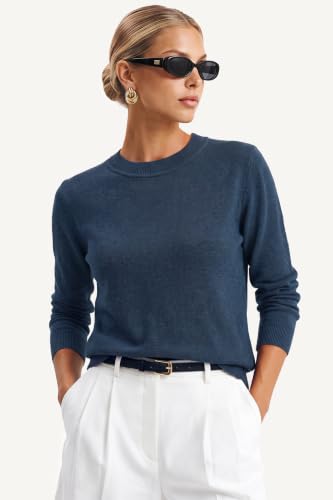 Image of Arach&Cloz Women's Wool Blend Classic Crew Neck Casual Fall Sweaters