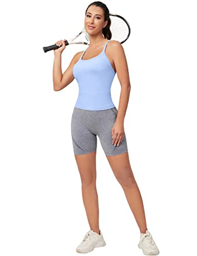 Image of MathCat Workout Tank Tops for Women with Built in Bra, Sleeveless Gym Tops Seamless Racerback Athletic Yoga Shirts