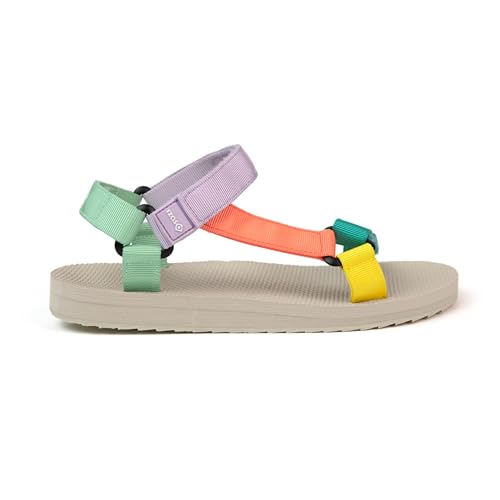 Izas Tyn Sandalias de Mujer y Hombre para Verano Modernas con Plataforma. Calzado Unisex de Caminar Cómodo para Senderismo. Sandalias Deportivas con Doble Cierre. Multicolor