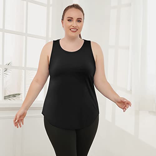 COOTRY Womens Plus Size Workout Tops Loose Fit Tank Tops Athletic Gym Yoga Clothes2