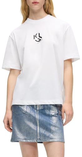 Karl Lagerfeld Jeans, Women's 's Regular Monogram tee Regular Fit White, S, Blanco, S