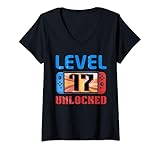 Photo Gallery donna awesome level 17 unlocked 17th birthday boy girl video gamer maglietta con collo a v Photo Gallery donna awesome level 17 unlocked 17th birthday boy girl video gamer maglietta con collo a v