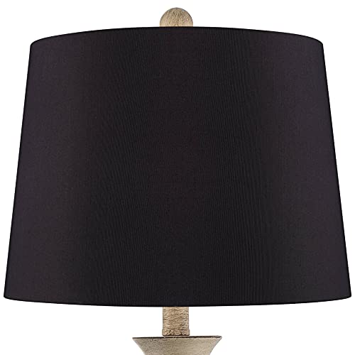 Regency Hill Serena Traditional Country Cottage Table Lamps 27 1/2" Tall Set Of 2 Beige Gray Turned Vase Black Faux Silk Drum Shade For Bedroom Living Room House Bedside Nightstand Office #TOP1