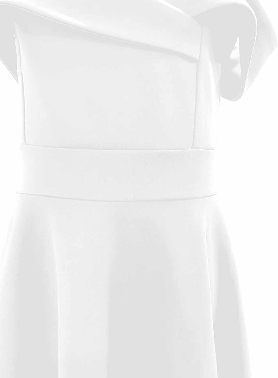Girls Elegant Princess Cold Shoulder Fold Pleated High Waist Flared A Line Party Dresses,White,14 Years - Image 8