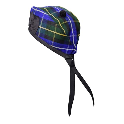 Image of Glengarry Cap-Traditional Scottish Hat, Acrylic Wool Tartan Glengarry hat, Kilts /Bagpipes Accessories