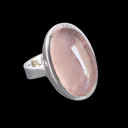 Anillo de plata de ley 0.925 con auténtico cuarzo rosa ovalado de alta joyería 2
