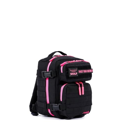 WOLFpak 9L Mini Meal Prep Management Backpack (Black Neon Pink) Lunch Box Cooler Travel Insulated Bag Daypack