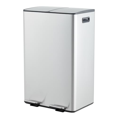 Caneca de basura rectangular doble de acero inoxidable 60 L
