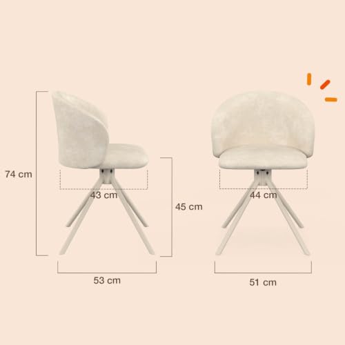 Lot de 4 chaises pivotantes KIRA en tissu chenille et pied métal pour salle à manger - vue 4
