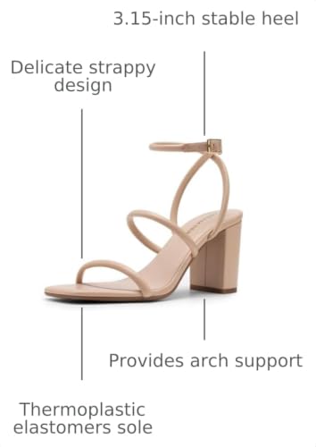 Image of DREAM PAIRS Women Heels Chunky Square Open Toe Strappy Ankle Strap Block High Heeled Sandals for Dressy Wedding Comfortable Shoes