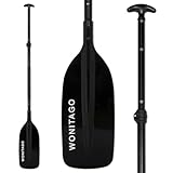 WONITAGO Canoe Paddles Aluminum Paddle with Plastic Blades Floating Adjustable Canoeing and Boating Oars, 122-152 cm/4-5 Ft, Black