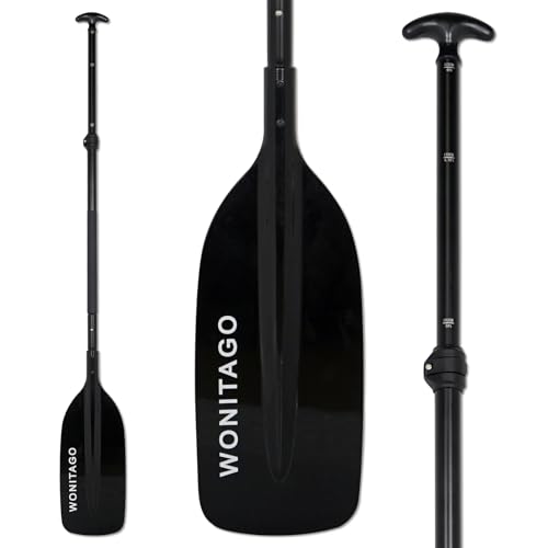 WONITAGO Canoe Paddles Aluminum Paddle with Plastic Blades Floating Adjustable Canoeing and Boating Oars, 122-152 cm/4-5 Ft, Black