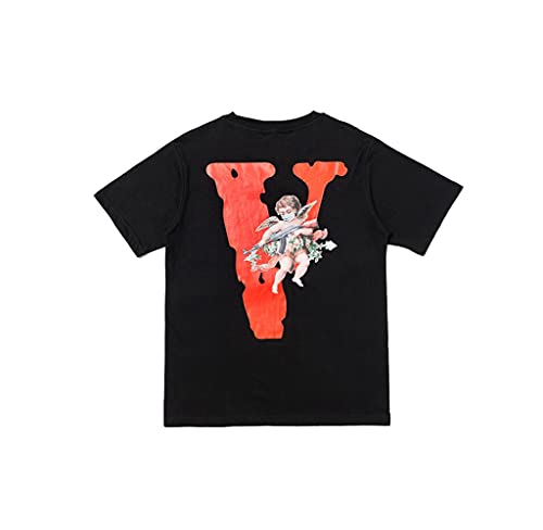 V-Lone Hip-Hop Tees Red Baby Angel Big V Crew Neck T-Shirt V Print Graphic Friends Couple Short Sleeve T-Shirt