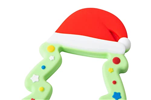 Image of Jimibaby Silicone Christmas Teether, The First Christmas Holiday Teething Toy for Baby Boys and Girls, Ideal Christmas Stocking Stuffer, Comes with Gift Package (Christmas Hat) (Matcha)