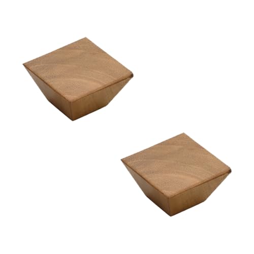 Image of 2 Piece Solid Teak Wood Square Drawer Knob| Wooden Cabinet & Wardrobe Door Handle | Natural Finish Geometric Furniture Knob for Cupboard, Kitchen Drawer & Dresser Hardware - 1.5 Inch